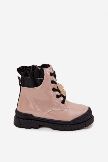 mit Lackeffekt Stiefel Kindisch sich Zuarm laufenPrzypinką Teddybären Beige Fionessa 2