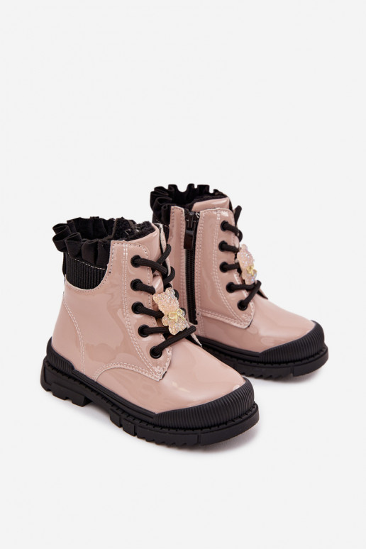mit Lackeffekt Stiefel Kindisch sich Zuarm laufenPrzypinką Teddybären Beige Fionessa mit Lackeffekt Stiefel Kindisch sich Zuarm laufenPrzypinką Teddybären Beige Fionessa