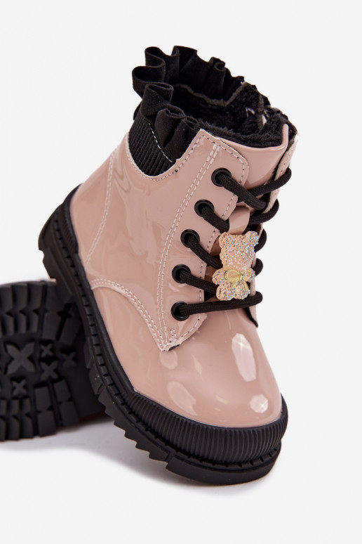 mit Lackeffekt Stiefel Kindisch sich Zuarm laufenPrzypinką Teddybären Beige Fionessa mit Lackeffekt Stiefel Kindisch sich Zuarm laufenPrzypinką Teddybären Beige Fionessa