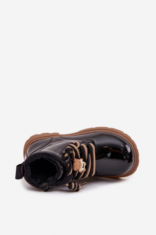 sich Zuarm laufen Stiefel Kindisch mit LackeffektPrzypinką Teddybären schZuarze Farbe Jovellea