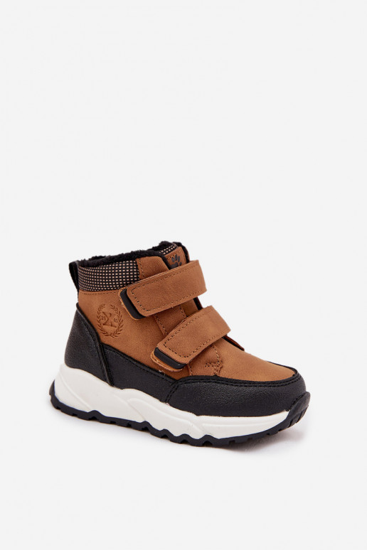 sich Zuarm laufen Kindisch INinterstiefel mit Klebeverschlüssen braune Farbe Nolivine