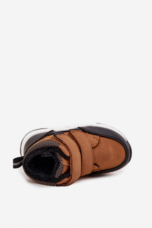 sich Zuarm laufen Kindisch INinterstiefel mit Klebeverschlüssen braune Farbe Nolivine