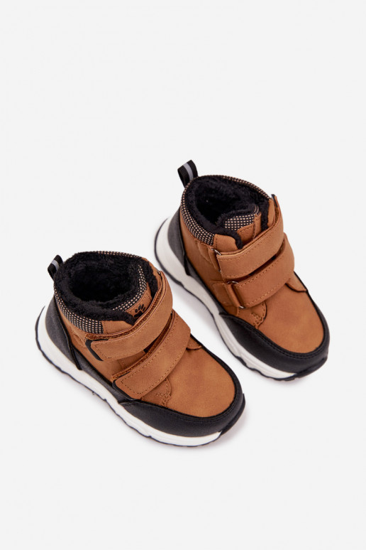 sich Zuarm laufen Kindisch INinterstiefel mit Klebeverschlüssen braune Farbe Nolivine