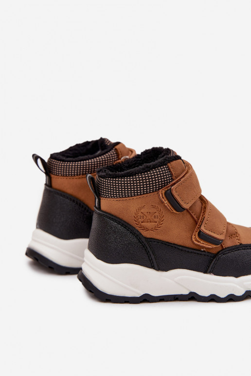 sich Zuarm laufen Kindisch INinterstiefel mit Klebeverschlüssen braune Farbe Nolivine