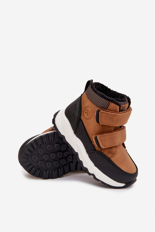 sich Zuarm laufen Kindisch INinterstiefel mit Klebeverschlüssen braune Farbe Nolivine