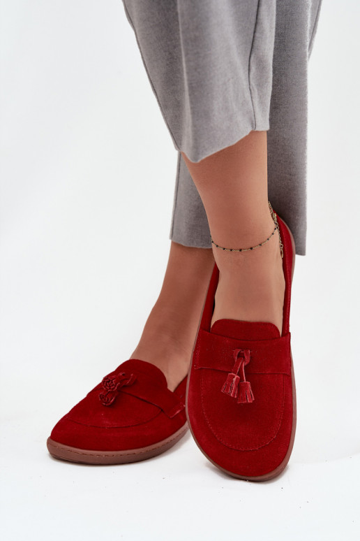 Haut INildledermokassins Typu Barefoot Zazoo 322 rote Farbe