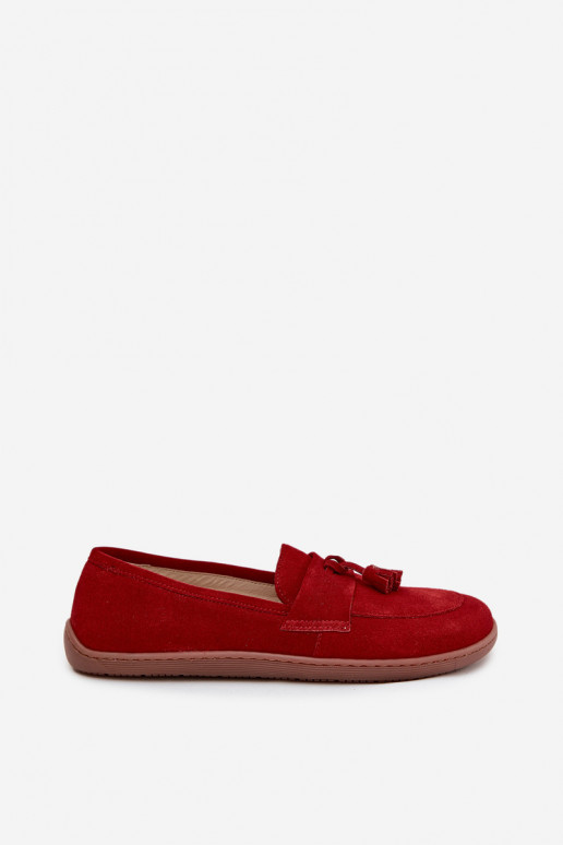 Haut INildledermokassins Typu Barefoot Zazoo 322 rote Farbe