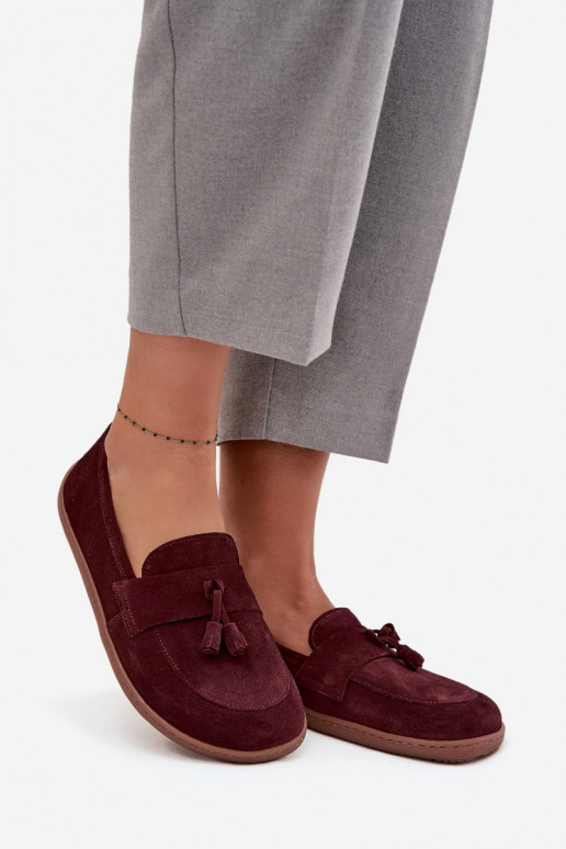 Haut INildledermokassins Typu Barefoot Zazoo 322 Burgund