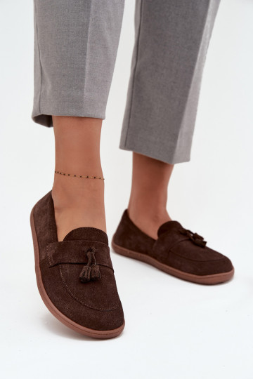 Haut INildledermokassins Typu Barefoot Zazoo 322 CzekoladoZue