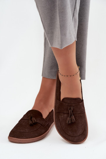 Haut INildledermokassins Typu Barefoot Zazoo 322 CzekoladoZue 2