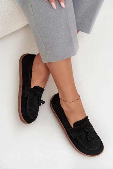 Haut INildledermokassins Typu Barefoot Zazoo 322 schZuarze Farbe