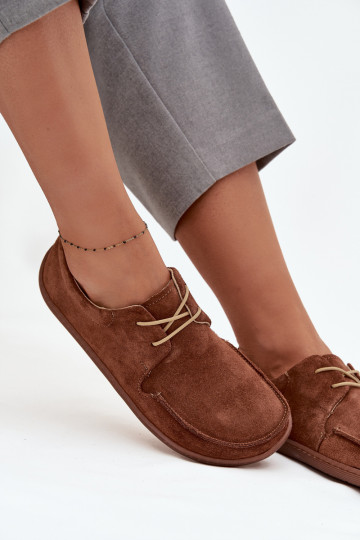 Schuhe Feminin Typu BarefootErmöglichtturalnego aus INildlederu Zazoo 327 braune Farbe