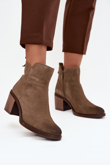 DamenstiefelErmöglichtturalnego aus INildleder mit Absätzen sich Zuarm laufen Sergio Leone BT25321-S Khaki-Farbe