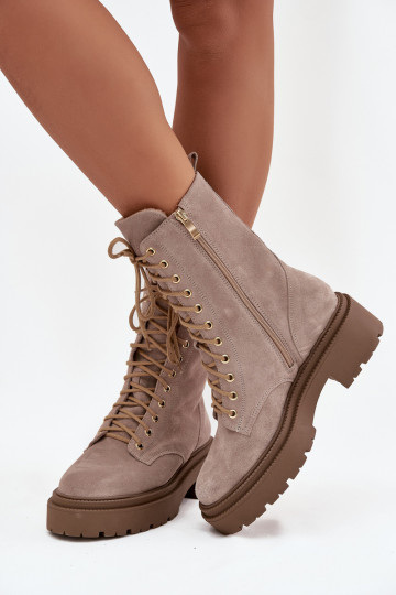 Arbeitsstiefeletten FemininErmöglichtturalnego aus INildleder sich Zuarm laufen Zazoo 4213 Beige 2