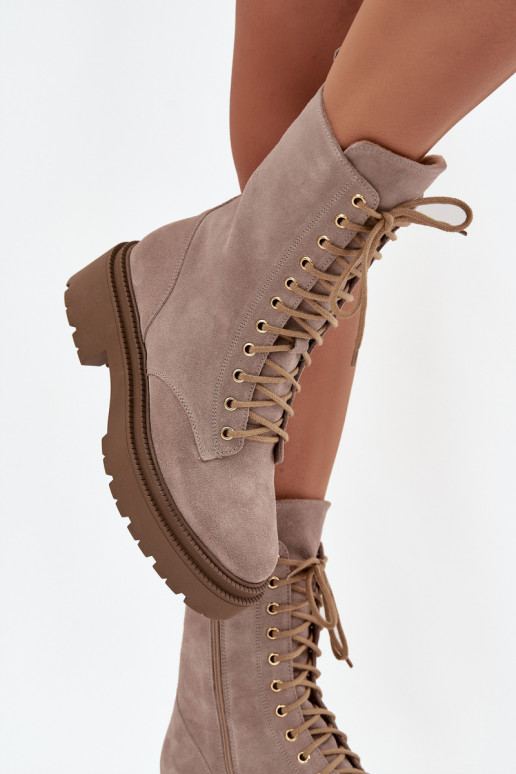 Arbeitsstiefeletten FemininErmöglichtturalnego aus INildleder sich Zuarm laufen Zazoo 4213 Beige