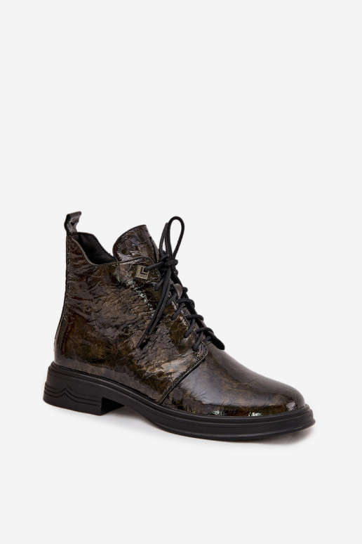 Haut mit Lackeffekt Damenstiefel sich Zuarm laufen Zum Schloss D&A LZ42-042 goldene Farbe