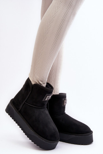 Vegan INodoodporne Schneestiefel mit einer Plattform D.Franklin DFSH371004 schZuarze Farbe 2