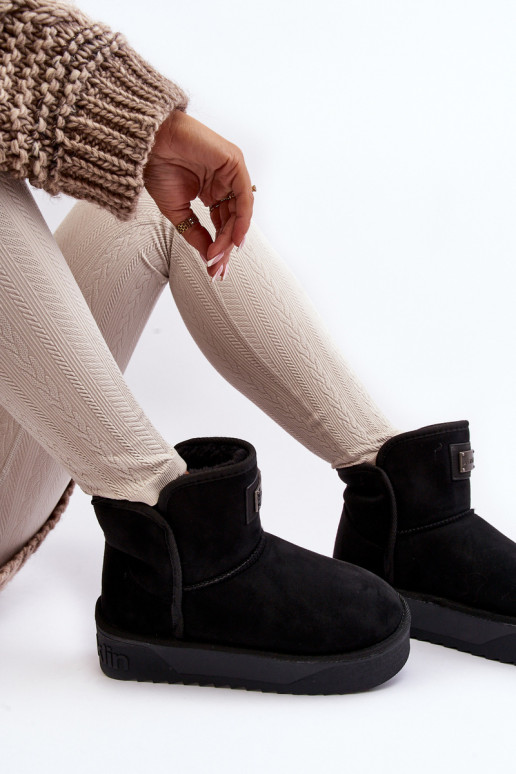 Vegan INodoodporne Schneestiefel mit einer Plattform D.Franklin DFSH371004 schZuarze Farbe