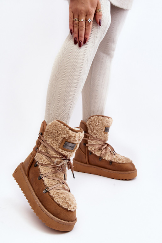 INodoodporne Schneestiefel mit einer Plattform Vegan D.Franklin DFSH370004 braune Farbe