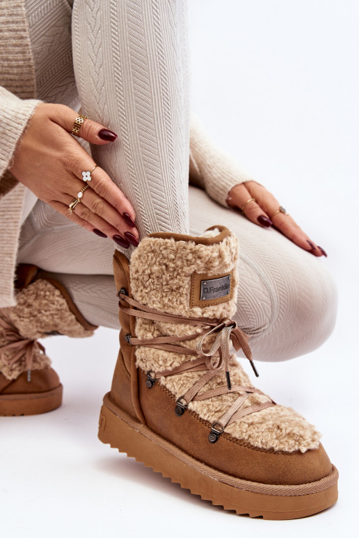 INodoodporne Schneestiefel mit einer Plattform Vegan D.Franklin DFSH370004 braune Farbe