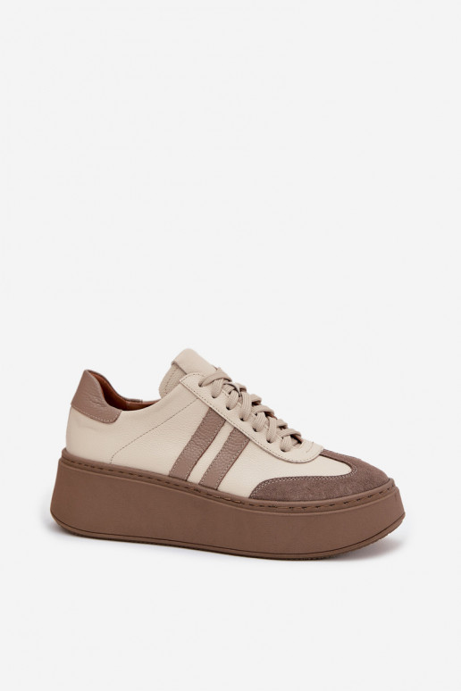 Haut Sneakers Stilvollllschuhe Feminin mit einer Plattform Zazoo 3775 Beige