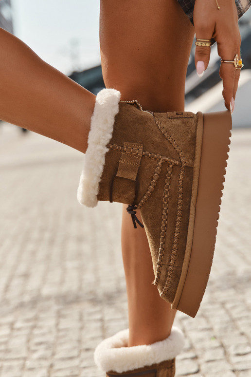 Wildledersnowboots für Damen mit schönen Nähten, Big Star SS274373, braun