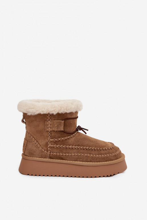 Wildledersnowboots für Damen mit schönen Nähten, Big Star SS274373, braun