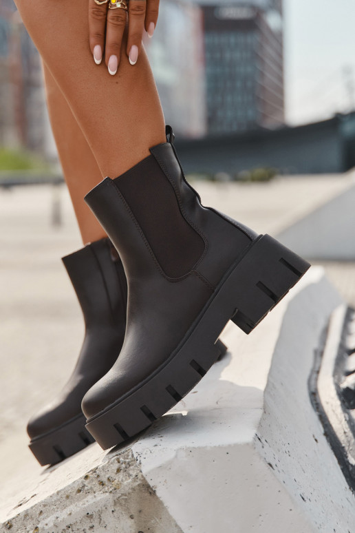 Stylische warme Damenstiefeletten aus Eco-Leder in Dunkelbraun "Fivienne"