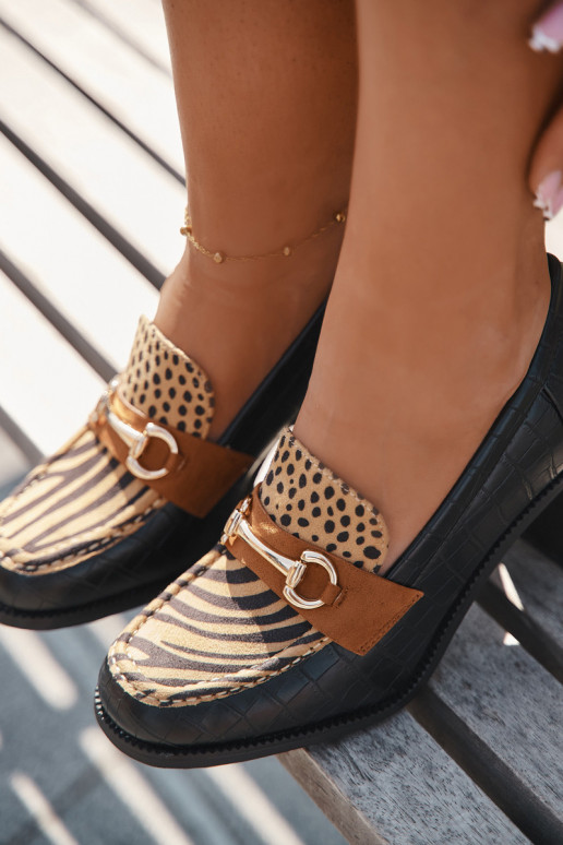 Damen High Heels mit Prägung und goldenen Details, schwarz und sandfarben, Novella