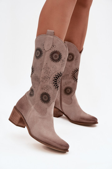 aus INildleder Haut Damenstiefel mit durchbrochenen Elementen Zazoo 3852 Cappuccino-Farbe 2