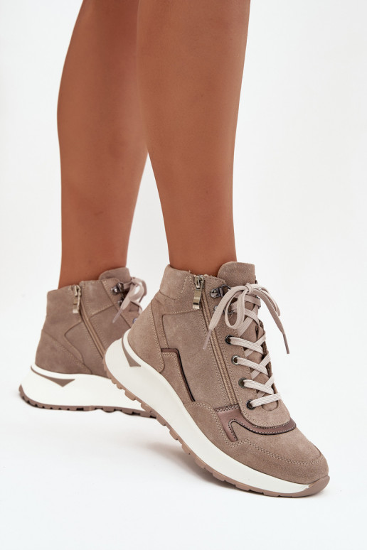 Stiefel Sportlicher Stil Feminin mit einer PlattformErmöglichtturalnego aus INildlederu Zazoo Z1239 Beige