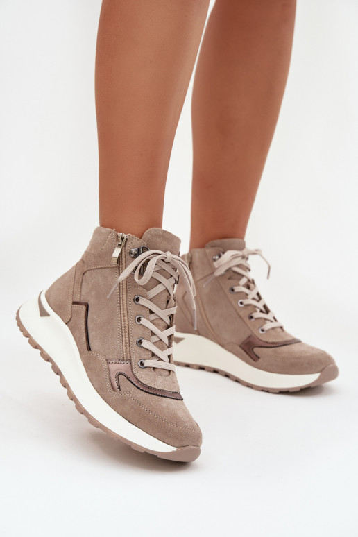 Stiefel Sportlicher Stil Feminin mit einer PlattformErmöglichtturalnego aus INildlederu Zazoo Z1239 Beige