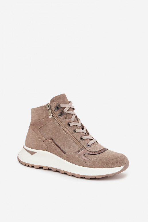 Stiefel Sportlicher Stil Feminin mit einer PlattformErmöglichtturalnego aus INildlederu Zazoo Z1239 Beige