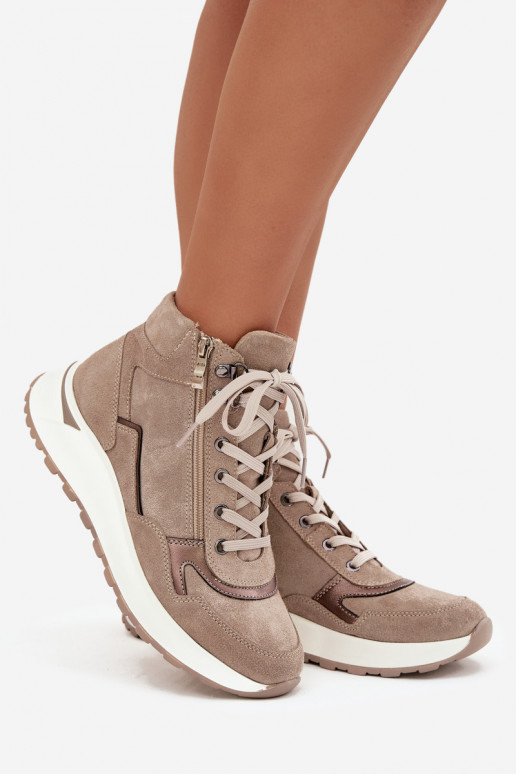 Stiefel Sportlicher Stil Feminin mit einer PlattformErmöglichtturalnego aus INildlederu Zazoo Z1239 Beige