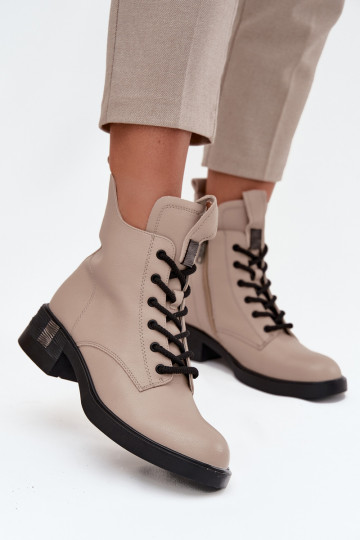 Haut Damenstiefel Auf niedrigem Absatz Vinceza 66818 Beige 2