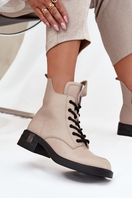 Haut Damenstiefel Auf niedrigem Absatz Vinceza 66818 Beige