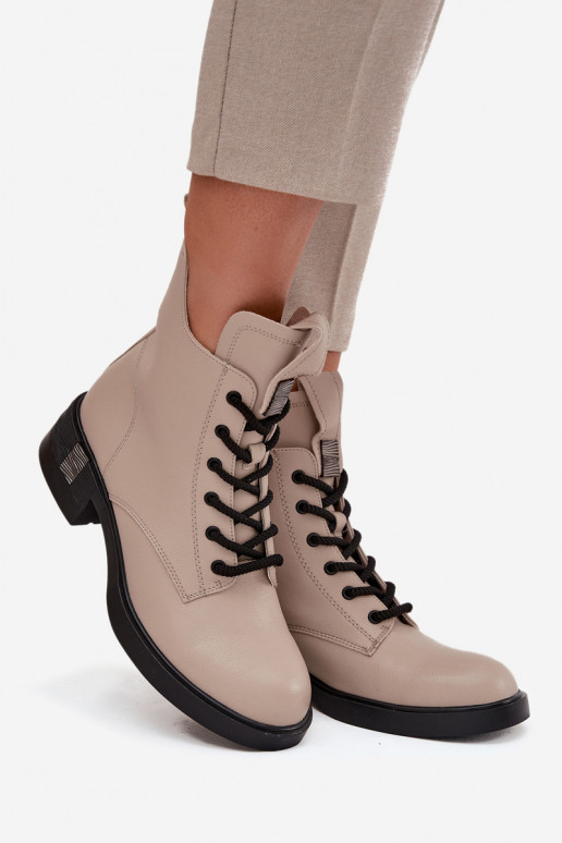 Haut Damenstiefel Auf niedrigem Absatz Vinceza 66818 Beige