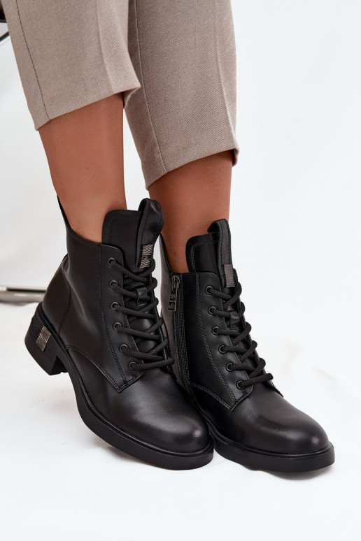 Haut Damenstiefel Auf niedrigem Absatz Vinceza 66818 schZuarze Farbe