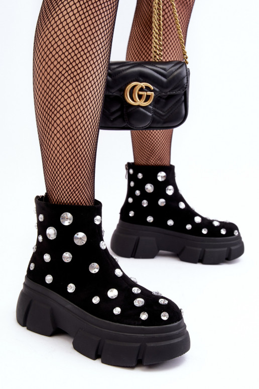 aus INildleder sich Zuarm laufen Stiefel mit leuchtenden Augen D&A MR52-205 schZuarze Farbe