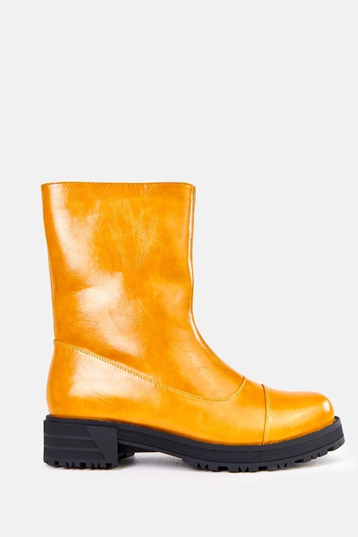 Pomarańczowe botki damskie na płaskie...