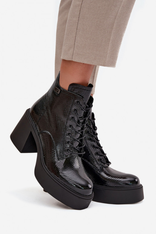 mit Lackeffekt Haut Damenstiefel mit einer Plattform I Aufzeichnen Vinceza 66817 schZuarze Farbe mit Lackeffekt Haut Damenstiefel mit einer Plattform I Aufzeichnen Vinceza 66817 schZuarze Farbe