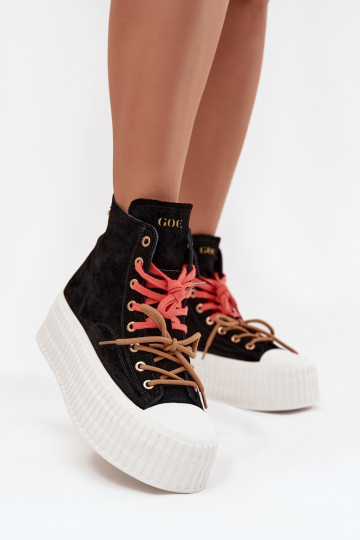 aus INildleder sich Zuarm laufen Freizeitschuhe mit einer Plattform GOE SS2N4046 schZuarze Farbe 2