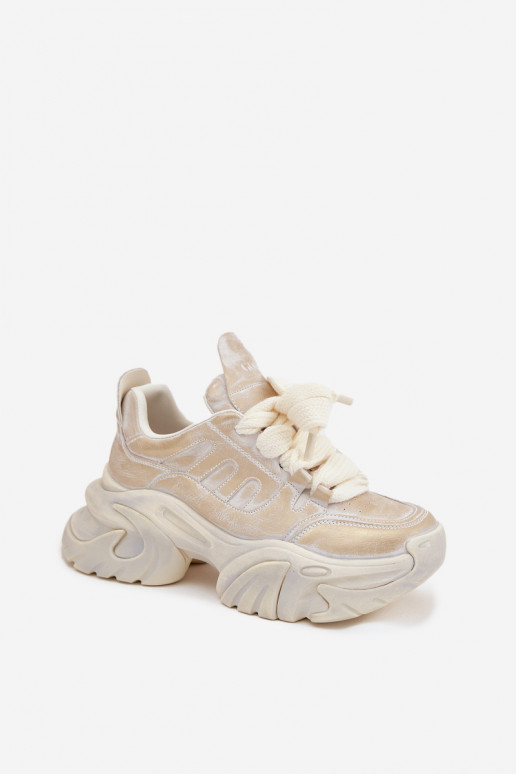 Haut Sneakers Stilvollllschuhe Feminin GOE SS2N4009 goldene Farbe