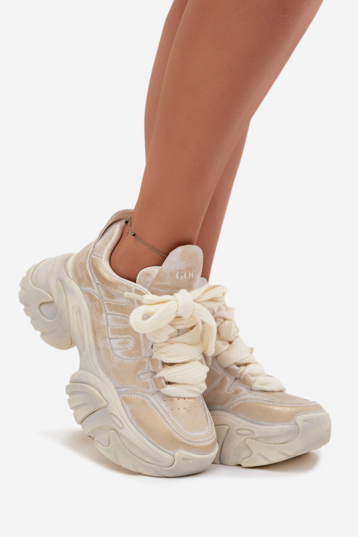 Haut Sneakers Stilvollllschuhe Feminin GOE SS2N4009 goldene Farbe