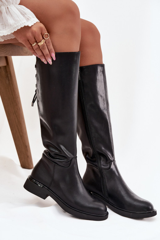 sich Zuarm laufen DamenstiefelErmöglichtturalnej Skóry mit breiten Absätzen Vinceza 66822 schZuarze Farbe