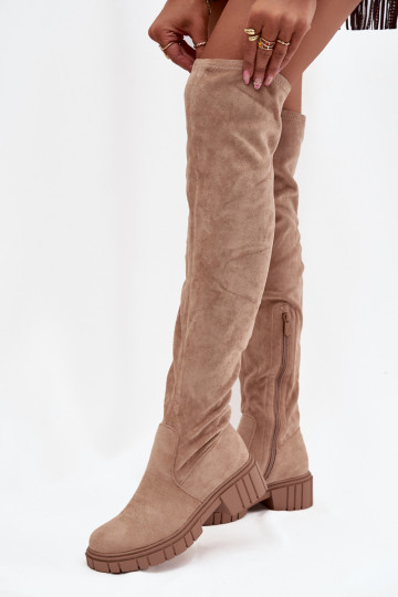 Damenstiefel oberhalb des Knies S.Barski HY42-122 Beige