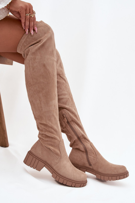 Damenstiefel oberhalb des Knies S.Barski HY42-122 Beige