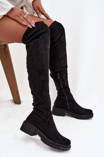 Damenstiefel oberhalb des Knies S.Barski HY42-122 schZuarze Farbe