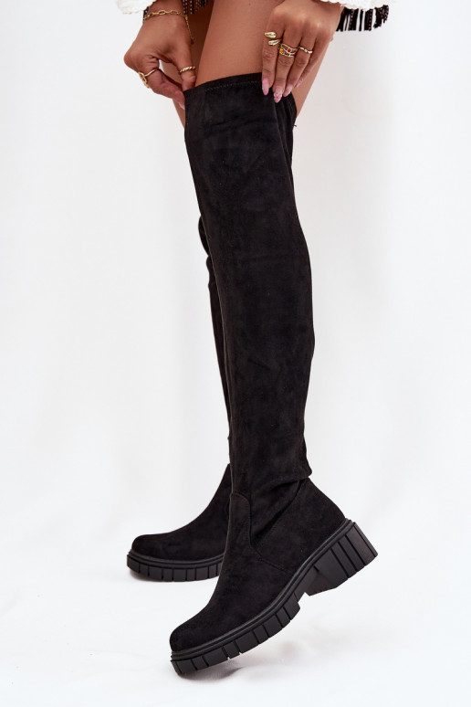 Damenstiefel oberhalb des Knies S.Barski HY42-122 schZuarze Farbe Damenstiefel oberhalb des Knies S.Barski HY42-122 schZuarze Farbe