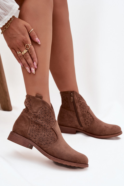 Damenstiefel mit breiten Absätzen S.Barski HY52-532 braune Farbe